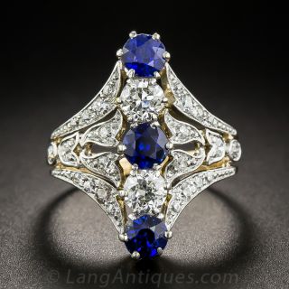 Edwardian Sapphire and Diamond Dinner Ring