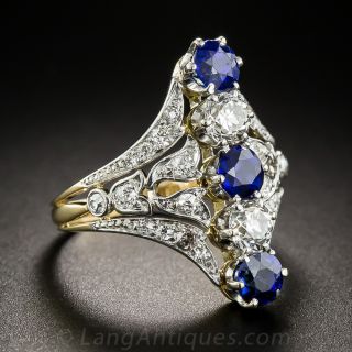 Edwardian Sapphire and Diamond Dinner Ring