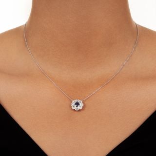 Edwardian Sapphire and Diamond Flower Pendant