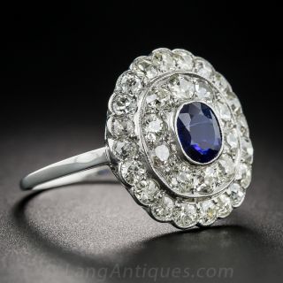 Edwardian Sapphire Diamond and Platinum Ring