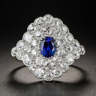 Edwardian Sapphire Diamond Dinner Ring - 1