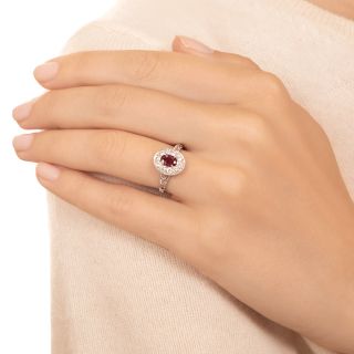 Edwardian Style .61 Carat Ruby and Diamond Halo Ring