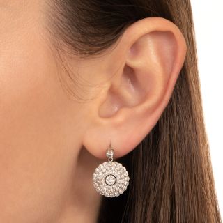 Edwardian-Style Circular Diamond Cluster Earrings
