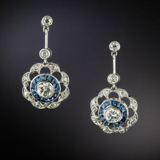 Edwardian-Style Diamond and Sapphire Dangle Earrings - 2