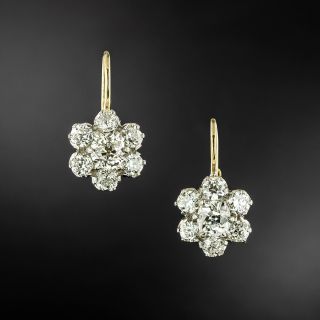 Edwardian-Style Diamond Cluster Earrings, 3.60 Carats - 2