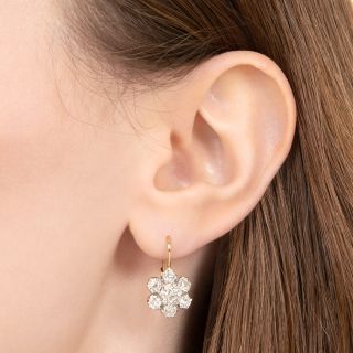 Edwardian-Style Diamond Cluster Earrings, 3.60 Carats