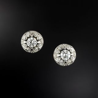 Edwardian-Style Diamond Cluster Stud Earrings - 2