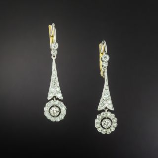 Edwardian Style Diamond Drop Earrings - 2