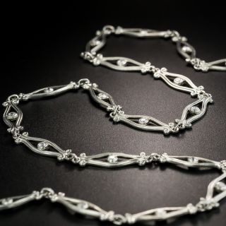 Edwardian Style Diamond Open Link Necklace - 3
