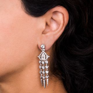Edwardian Style Diamond Platinum Chandelier Earrings