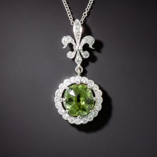 Edwardian-Style Fleur-de-Lys Diamond and Peridot Pendant - 1