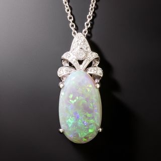Edwardian Style Opal and Diamond Pendant - 2