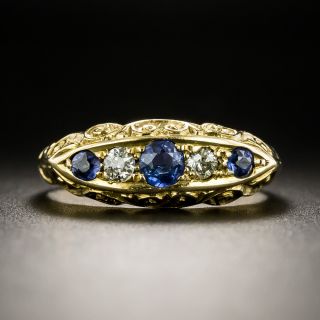 Edwardian Synthetic Sapphire and Diamond Five Stone Ring, Circa 1916 - 1