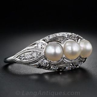Edwardian Three-Pearl Ring