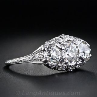 Edwardian Three Stone Diamond Filigree Ring