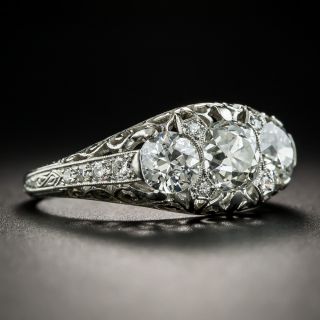 Edwardian Three-Stone Platinum Diamond Ring 