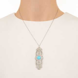 Edwardian Turquoise and Diamond Pendant