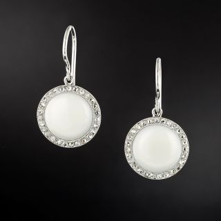 Edwardian White Enamel and Rose-Cut Diamond Earrings  - 2