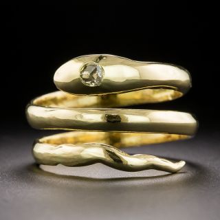 Egyptian Snake Ring with Diamond Head - 3