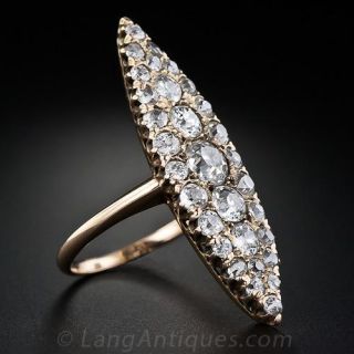 Elongated Antique Diamond Dinner Ring