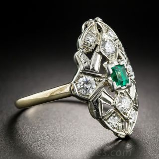 Emerald and Diamond Art Deco Dinner Ring