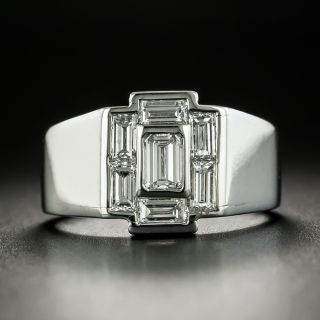  Emerald-Cut and Baguette Diamond Geometric Ring - 2
