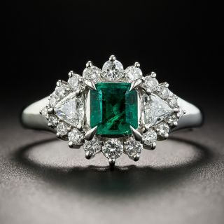Emerald  Diamond Platinum Ring