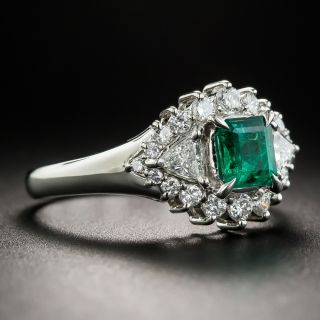 Emerald  Diamond Platinum Ring