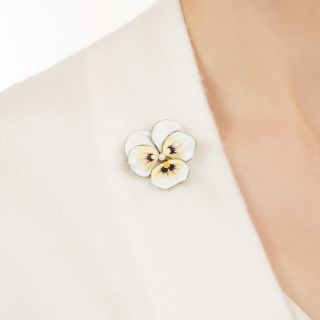 Enamel Pansy and Pearl Brooch by A. J. Hedges