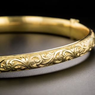 English Antique Engraved Gold Bangle Bracelet, Circa 1914 - 2
