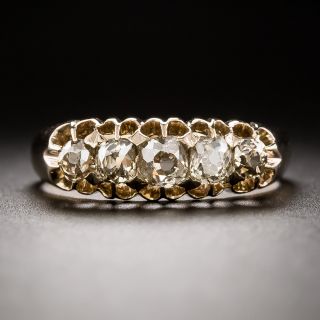  English Antique Five-Stone Natural Brown Diamond Ring - 3