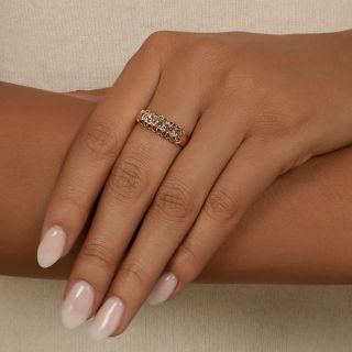  English Antique Five-Stone Natural Brown Diamond Ring