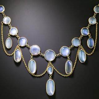 English Antique Moonstone Swag Necklace - 2