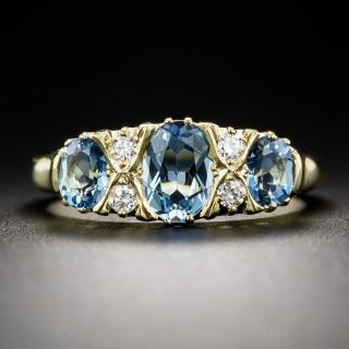 English Aquamarine and Diamond Victorian Style Ring - 2