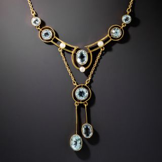 English Aquamarine and Pearl Necklace, Circa 1900 - 3
