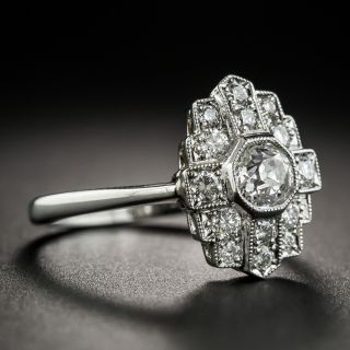 English Art Deco Style Platinum Diamond Dinner Ring