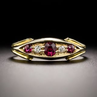 English Edwardian Ruby and Diamond Five-Stone Ring - 2