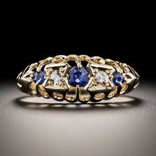 English Edwardian Sapphire and Diamond Five-Stone Ring, Circa 1914 - 3