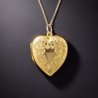 English Engraved Heart-Shaped Locket, c.1916 - 2