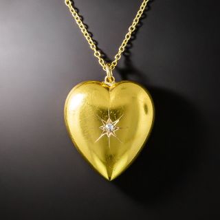 English Gold and Diamond Puffed Heart, c. 1904 - 2