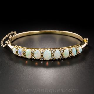 English Opal and Diamond Bangle Bracelet