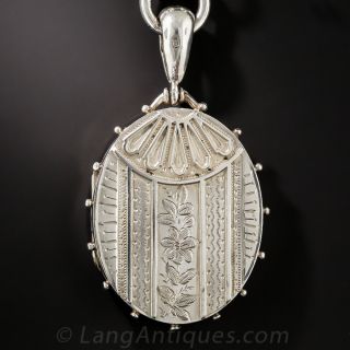 English Silver Locket and Chain