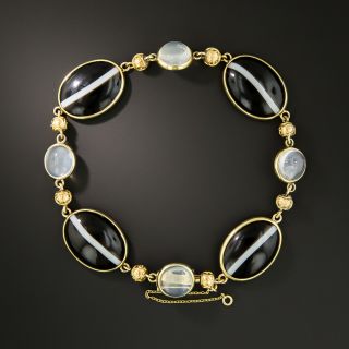 English Victorian Agate and Moonstone Bracelet - 4