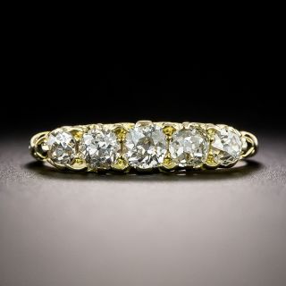 English Victorian Carved Five-Stone Diamond Ring, Circa 1904 - 3