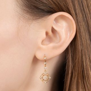 English Victorian Diamond Circlet Drop Earrings