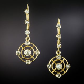 English Victorian Diamond Circlet Drop Earrings - 2