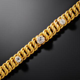 English Victorian Diamond Gold Link Bracelet - 2