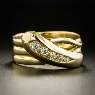 English Victorian Diamond Snake Ring - Size 9 1/4 - 1