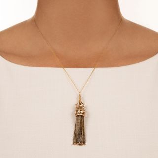English Victorian Enameled And Engraved Tassel Pendant