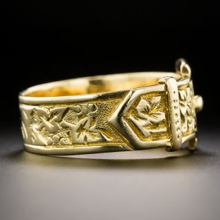 English Victorian Engraved Buckle Ring, Circa 1894 - Size 8 1/4